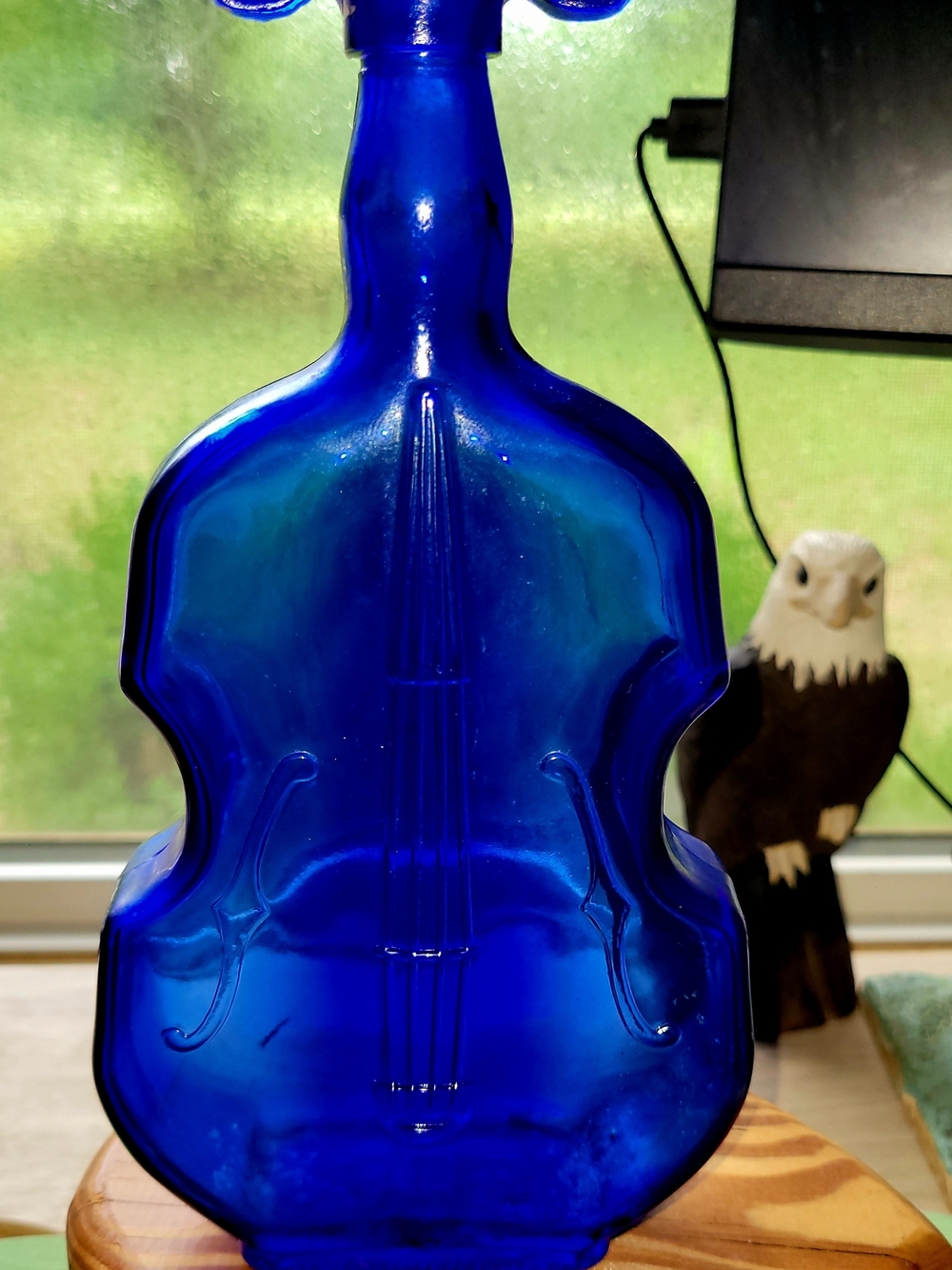 Cobalt Blue Glass Violin Sculpture - Decorative Home Art